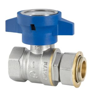 Zawór z półśrubunkiem i termometrem 1″ niebieski ART.3333T