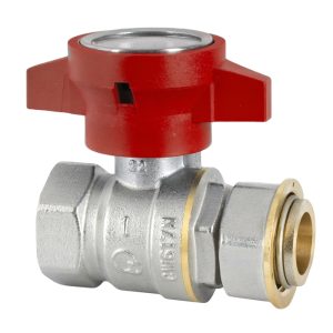 Zawór z półśrubunkiem i termometrem 1″ czerwony ART.3333T