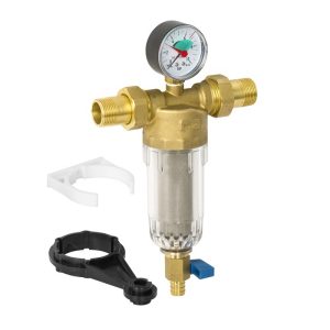 Komplet filtr mechaniczny z płukaniem wstecznym z manometrem 3/4″